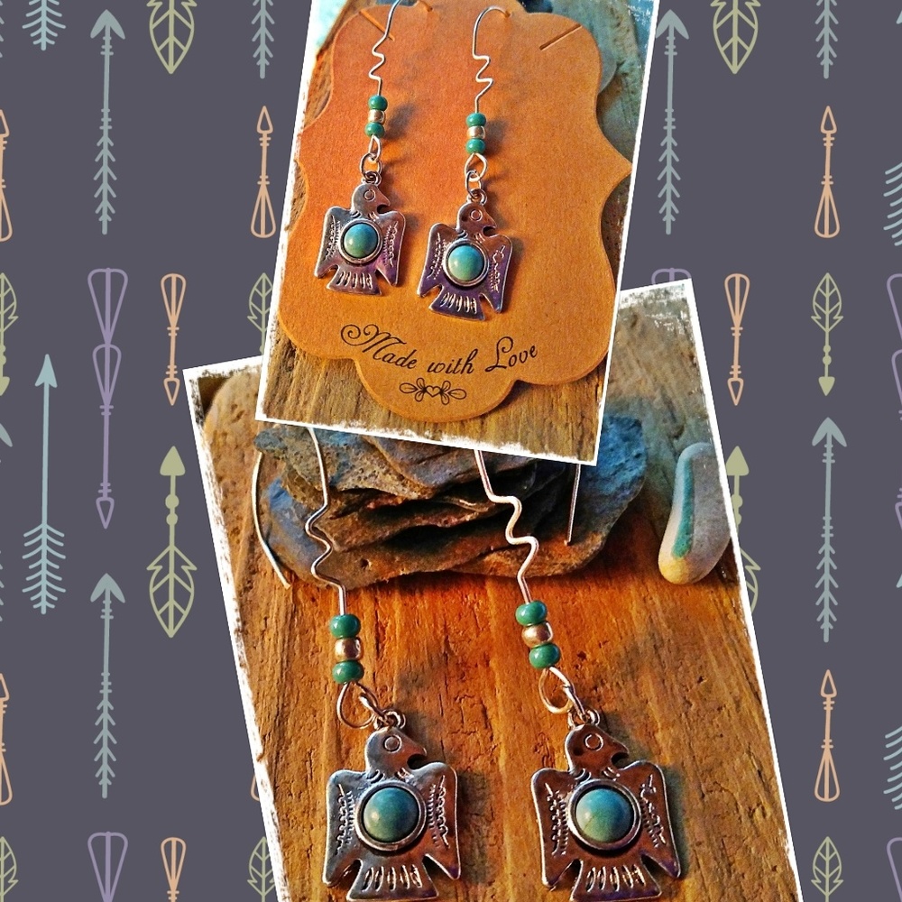 Silver & Howlite Thunderbird Earrings